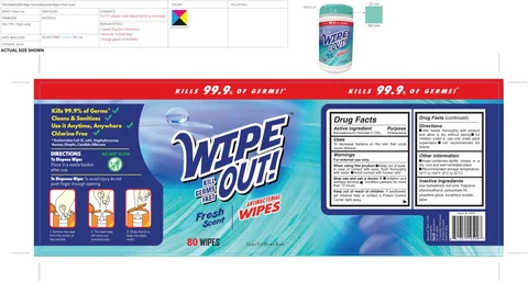 WIPE OUT Antibacterial Wipes Fresh Scent packaging