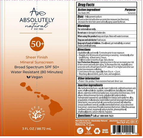 Absolutely Natural Broad Spectrum SPF 50Plus Sunscreen packaging
