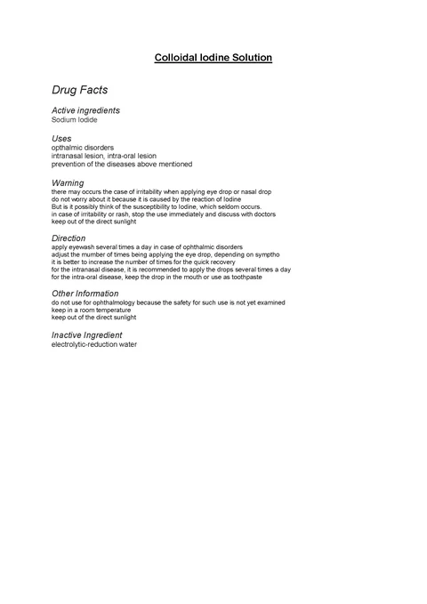 Colloidal Iodine Ophthalmic 포장