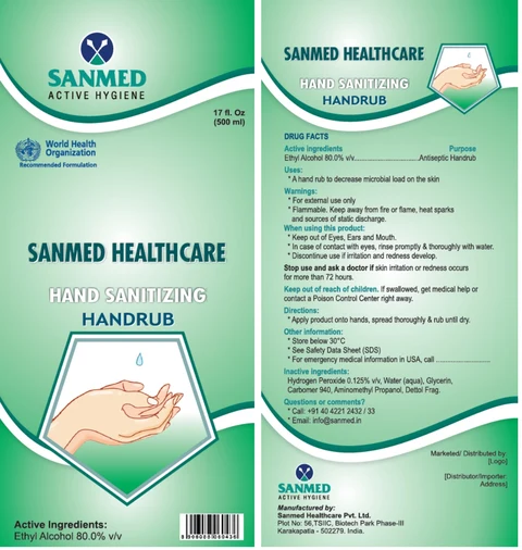 SANMED HEALTHCARE HAND SANITIZING HANDRUB 포장