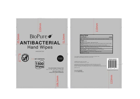BIOPURE 1400CT ANTIBACTERIAL HAND WIPES 포장