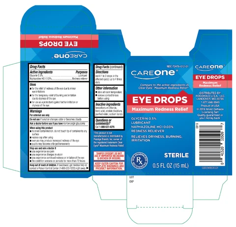 CareOne Maximum Redness Relief Eye Drops 포장