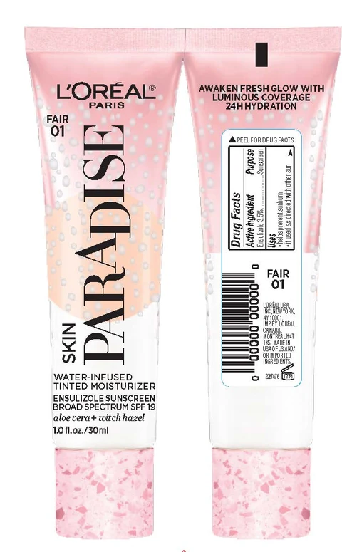 LOreal Paris Skin Paradise Water Infused Tinted Moisturizer Broad Spectrum SPF 19 Sunscreen packaging