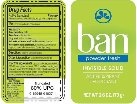 BanInvisible Solid Antiperspirant Deodorant Powder Fresh 포장