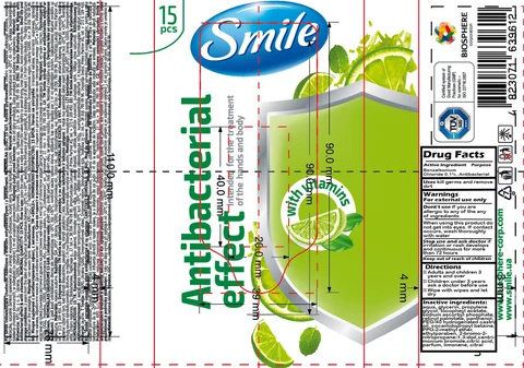 Smile Antibacterial Wet Wipes with Vitamins 포장