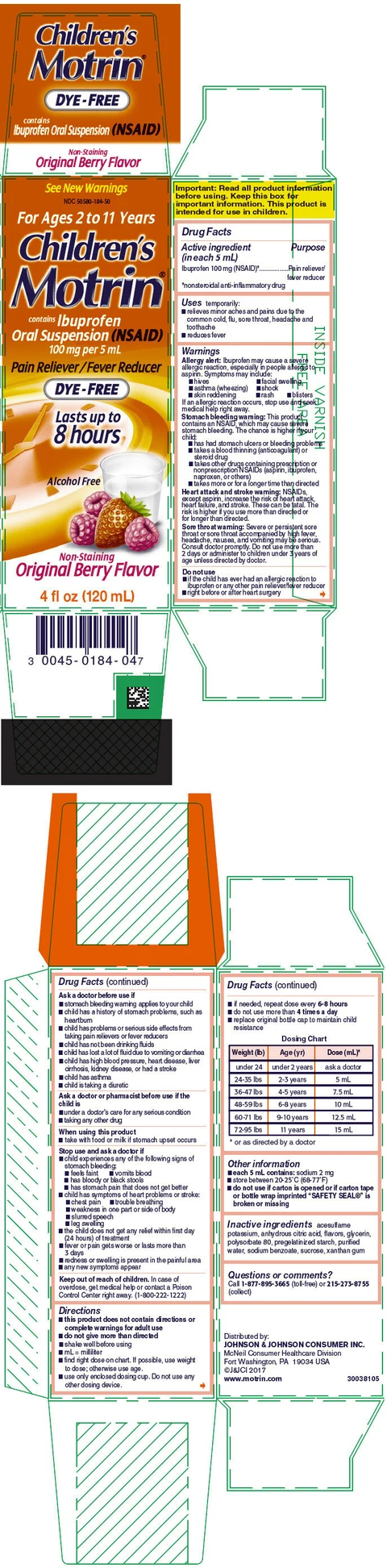 Childrens Motrin packaging